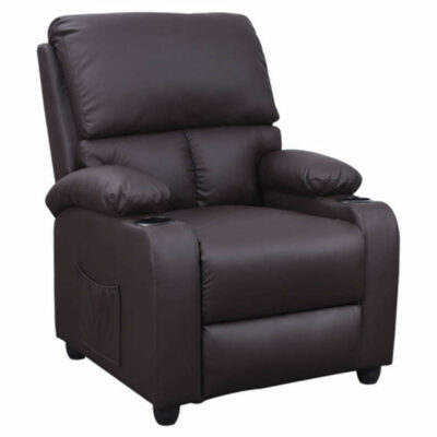 Sillon Sofá reclinable Santos de cuero, elegante negro