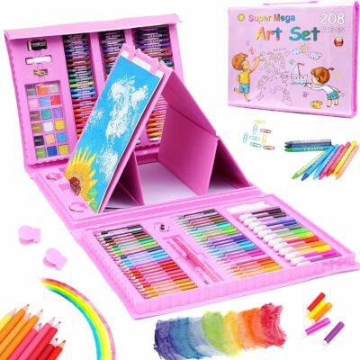 Maleta Set de Arte para niños, 208 colores ROSA