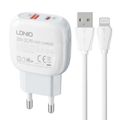 Cargador LDNIO A2313C PD carga rápida 20w USB – iPhone, Tipo C USB A LIGHTNING