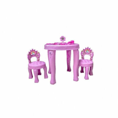 JUEGO DE COMEDOR Y BELLEZA PRINCESS PARA NIÑA, 2 SILLAS Y 1 MESA