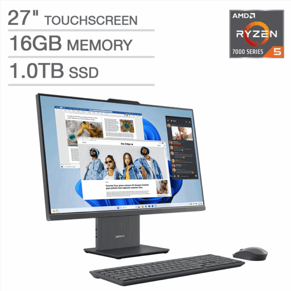 Lenovo All in One Ryzen 5, 27 pulg, 16gb+1tb ssd, touch