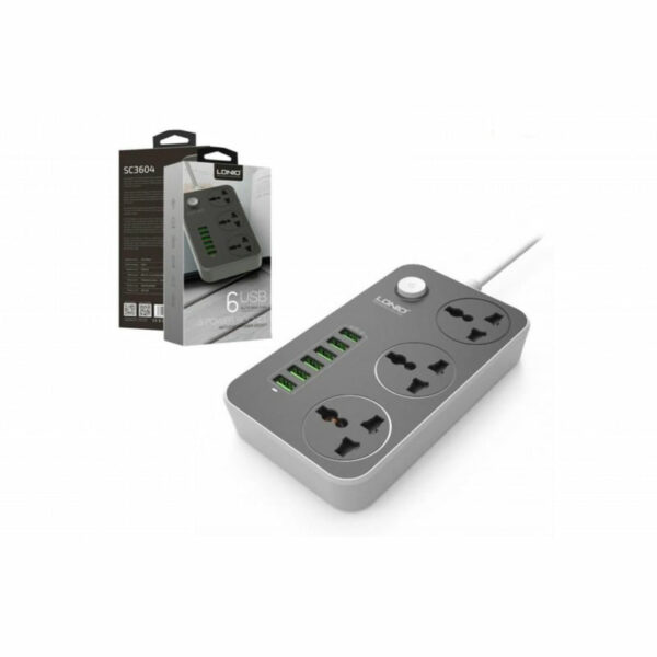 Regleta Ldnio SC3604 con 6 puertos USB y 3 tomas