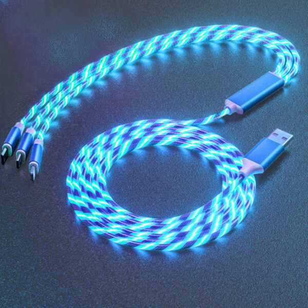 Cable cargador triple con luz
