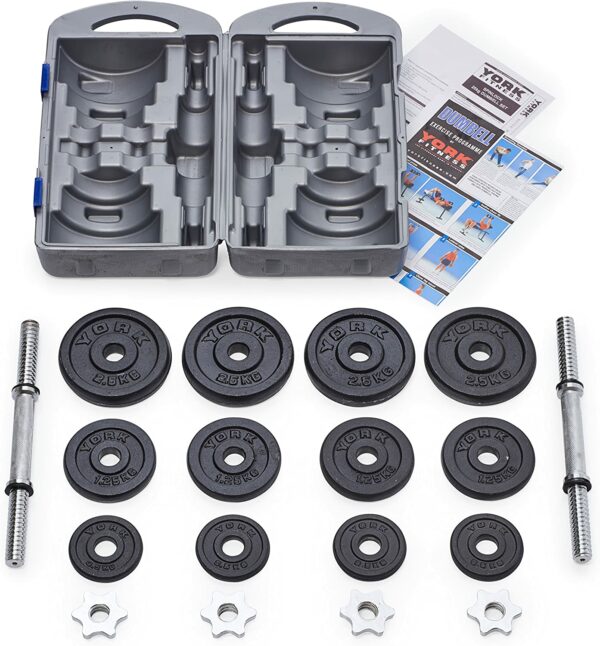 JUEGO MANCUERNAS CON PESAS 20 KG (43.6 LB.) GIMNASIO NUEVAS 20 KG