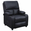 Sillon Sofá reclinable Santos de cuero, elegante negro