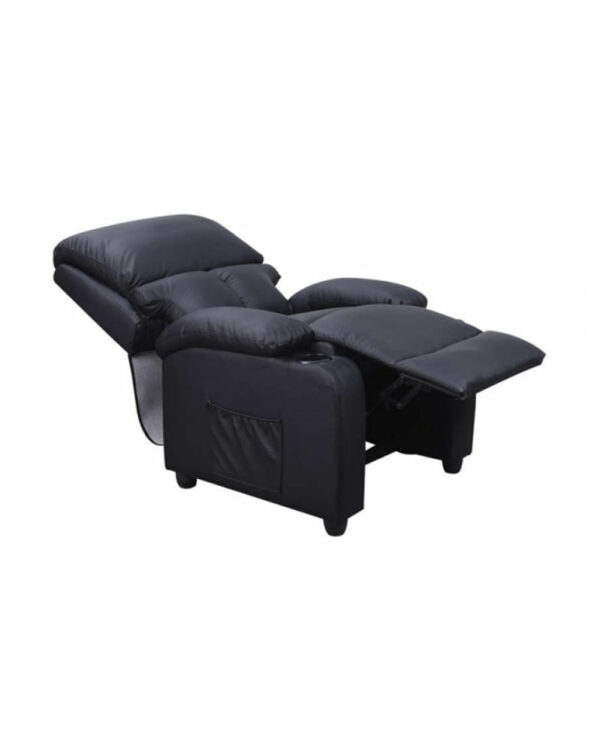 Sillon Sofá reclinable Santos de cuero, elegante negro