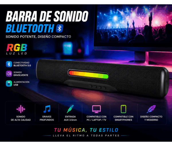 1AENV129_POST.png Parlante ENV ATMOSBT | 5 W, 1500 mAh, Bluetooth, Radio, Portable, Color Negro SoundBar ENV ATMOSBT 1500mAh
