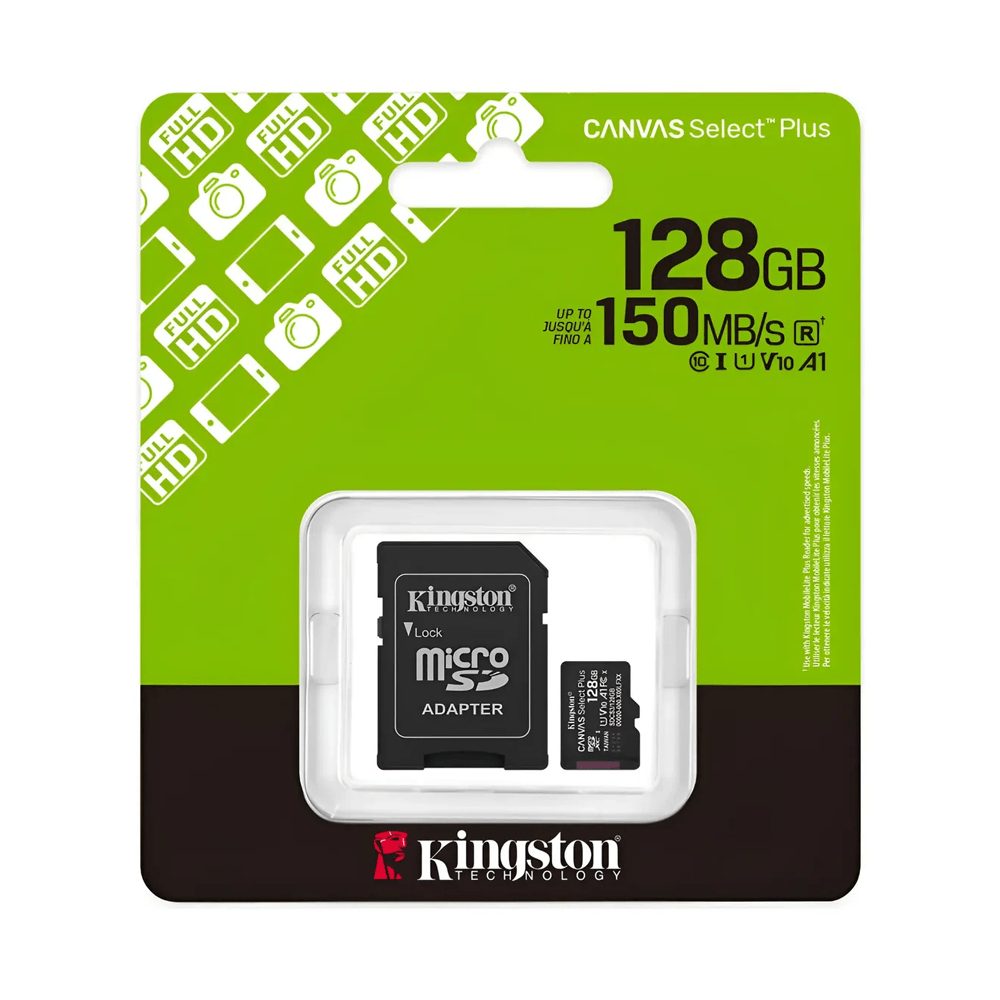 1BKIN9584.png Tarjeta de memoria KINGSTON Canvas Select Plus 128 GB 150 MB/s Clase 10 | Incluye adaptador SD MICROSD KINGSTON 128GB PLUS SDCS3/128GB-F + ADAPTADOR