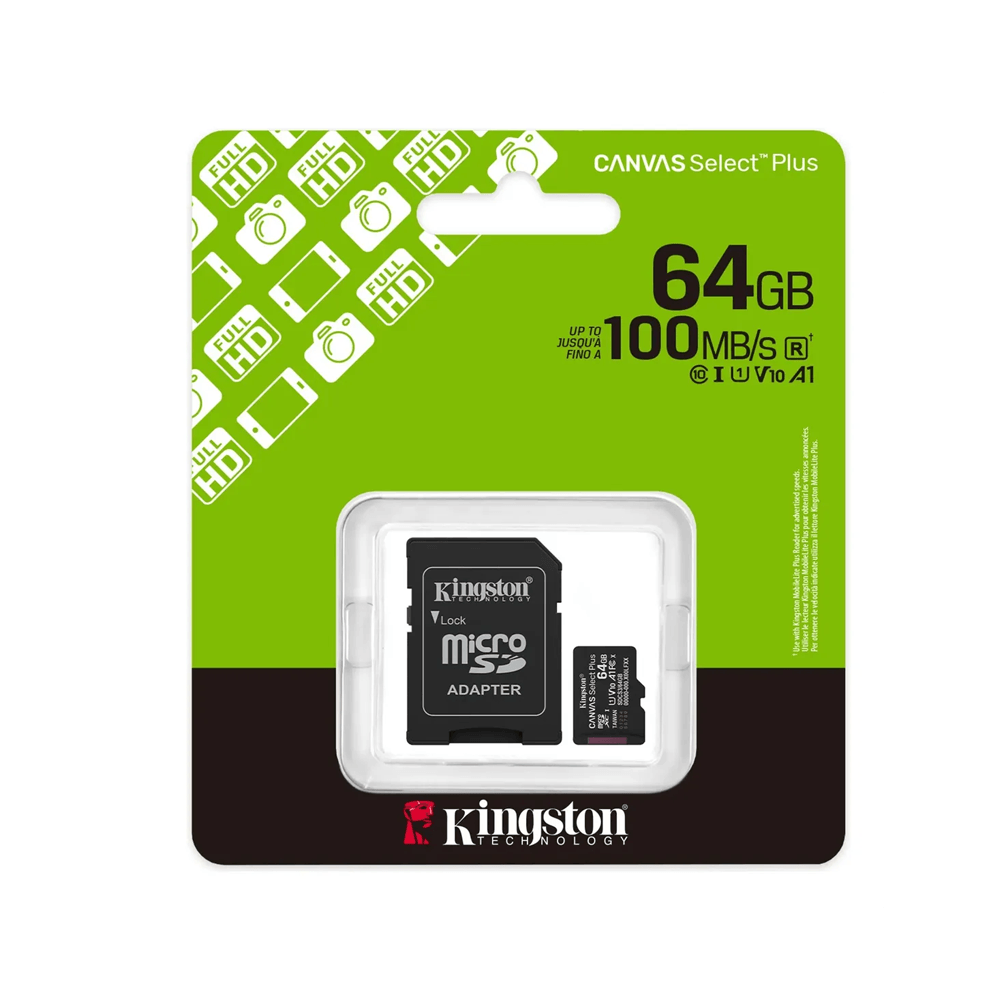 1BKIN9585.png Tarjeta de memoria KINGSTON SDCS3 64 GB 100 MB/s Clase 10 MICROSD KINGSTON 64GB PLUS SDCS3/64GB-F + ADAPTADOR