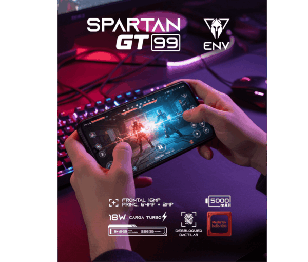 Celular ENV Spartan GT99 | 8 GB RAM, 256 GB, Negro, Android, Octa-core NEGRO