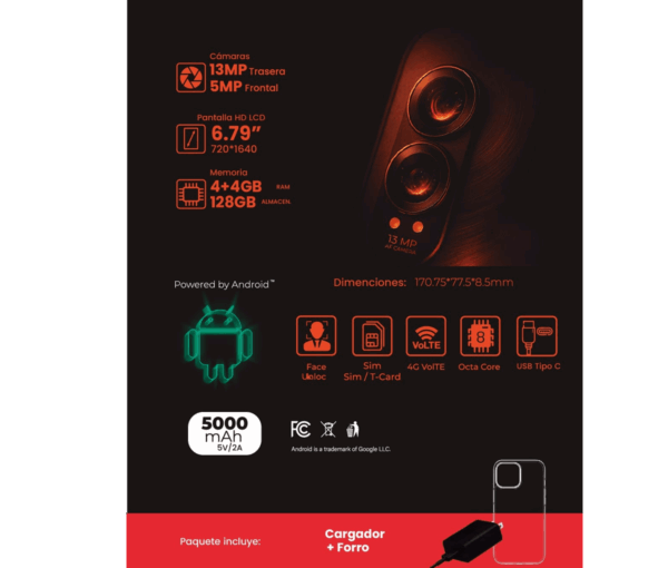 1CENV88_post1.png Celular ENV Note X | 128 GB, 4 GB RAM, Negro, DUAL SIM NEGRO