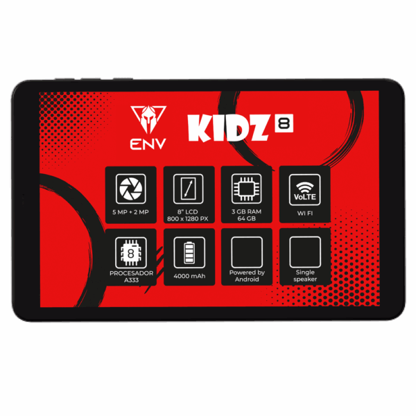 1CENV9178.png Tablet ENV Kidz 8 | Pantalla 8" | 3 GB RAM | 64 GB | Android 15 GO Tablet ENV Kidz 8 3+64GB