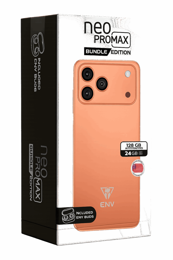 CELULAR ENV NEO PRO MAX BUNDLE EDITION 4GB +20GB Expandible + 128GB CON AUDIFONO NARANJA