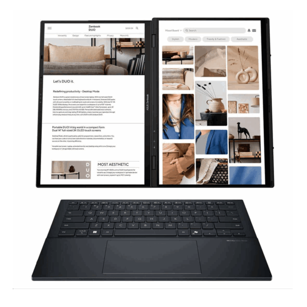 Pantalla Asus Zenbook DUO UX8406CA-IS99T 14 pulgadas 1920 x 1200 LED con pantalla táctil Laptop Asus Ultra 9 2 pantallas OLEd, 32gb+2tb
