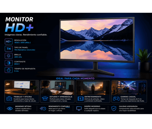1EENV1749_POST.png Monitor ENV TECH Flat 20" FHD | 1600x9000, TN, 200 nits, 600:1, 5 ms Monitor ENV TECH Flat FHD 60hz