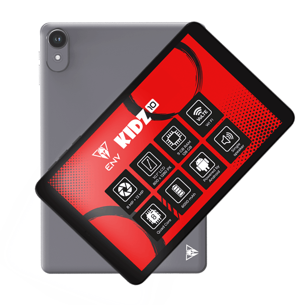 Tablet ENV Kidz 10 10.1" HD 4+5GB+128GB INCLUYE. TECLADO, AUDIFONOS, MOUSE Y PLUMA Tablet ENV Kidz 10 | 10.1" HD | 4+5GB RAM | 128GB | INCLUYE TECLADO, AUDIFONOS, MOUSE Y PLUMA