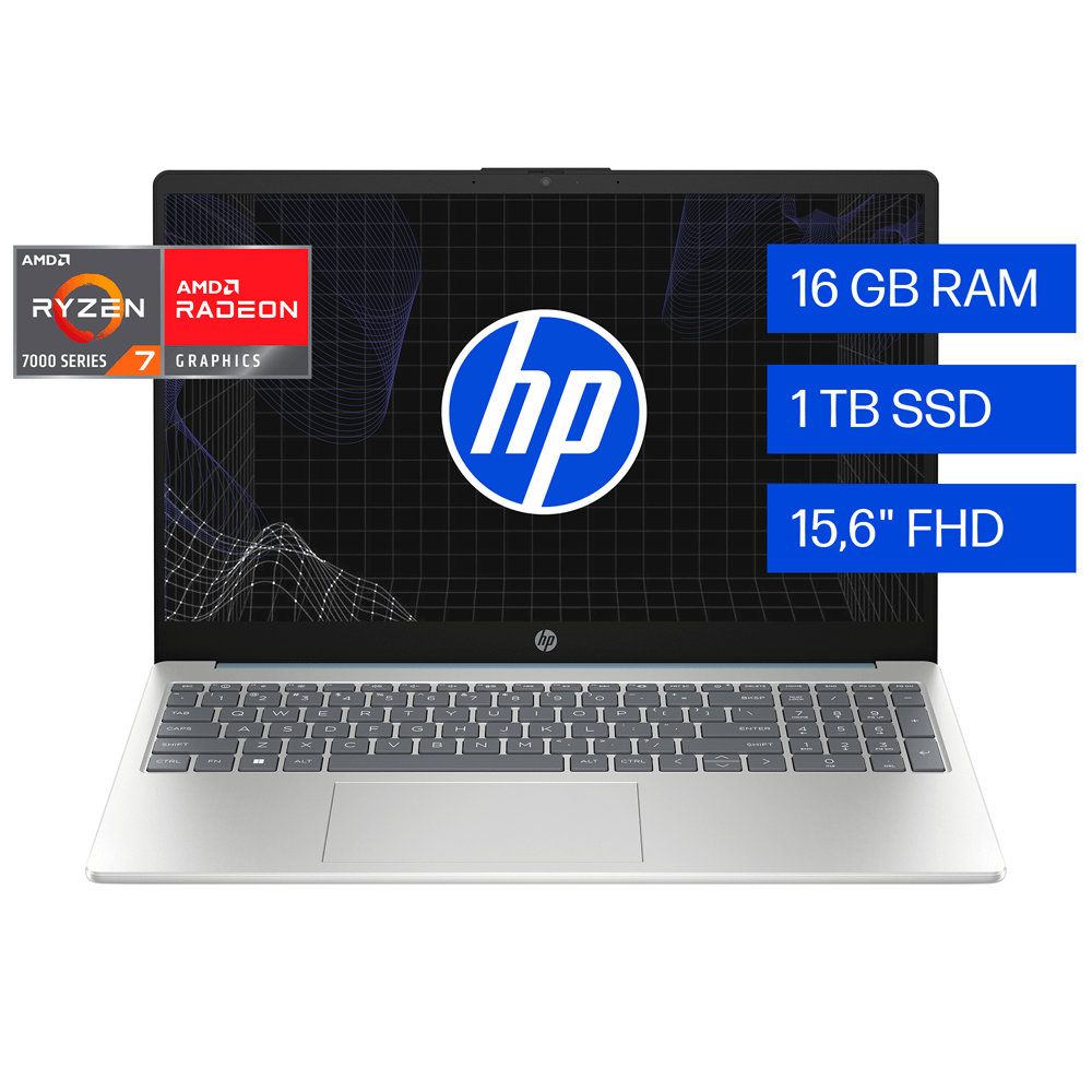 Laptop HP 15-FC0279 Ryzen 7 | 16 GB RAM, 1 TB SSD, 15.6 pulgadas, 10.75 horas de batería Laptop HP 15-FC0279 Ryzen 7, 7730, 16gb DDR4 + 1tb SSD, 15.6"