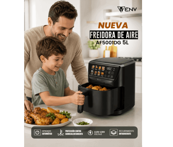 Freidora de aire ENV AF5001DG 5 L con superficie antiadherente Freidora de Aire ENV AirTouch 5L