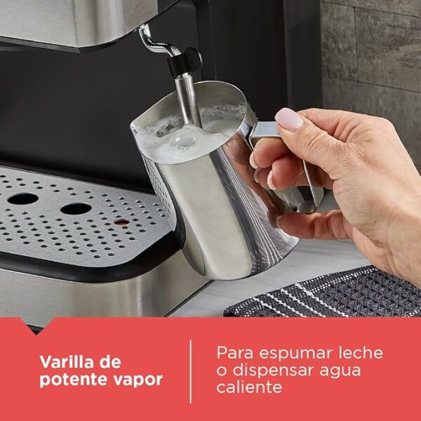 CAFETERA EXPRESO-CAPUCHINO-LATE-AMERICANO BLACK DECKER 1100W 20 BARES 1.5LTS ACERO INOX. NEGRO