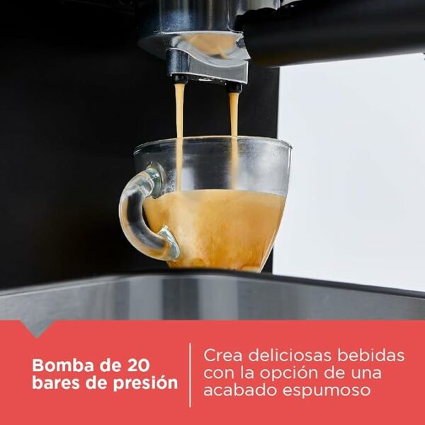 CAFETERA EXPRESO-CAPUCHINO-LATE-AMERICANO BLACK DECKER 1100W 20 BARES 1.5LTS ACERO INOX. NEGRO