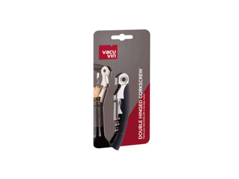 SACACORCHOS DOBLE BISAGRA VACU VIN CORTADOR PAPEL ALUMINIO  NEGRO