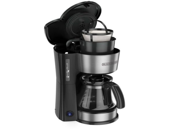 Cafetera black decker-4 en 1 - 5 tazas con envase de acero inox.-filtro permanente-boton encendido y apagado-negra. incluye vaso. CAFETERA BLACK DECKER 4 EN 1 | 5 TAZAS