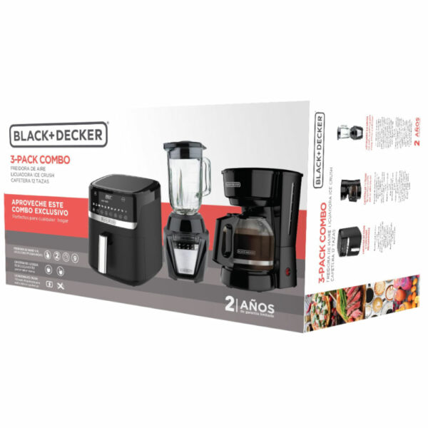 COMBO BLACK DECKER CAFETERA CM0915BK LICUADORA BL08761BDLA FREIDORA AFBD62-1BDLA