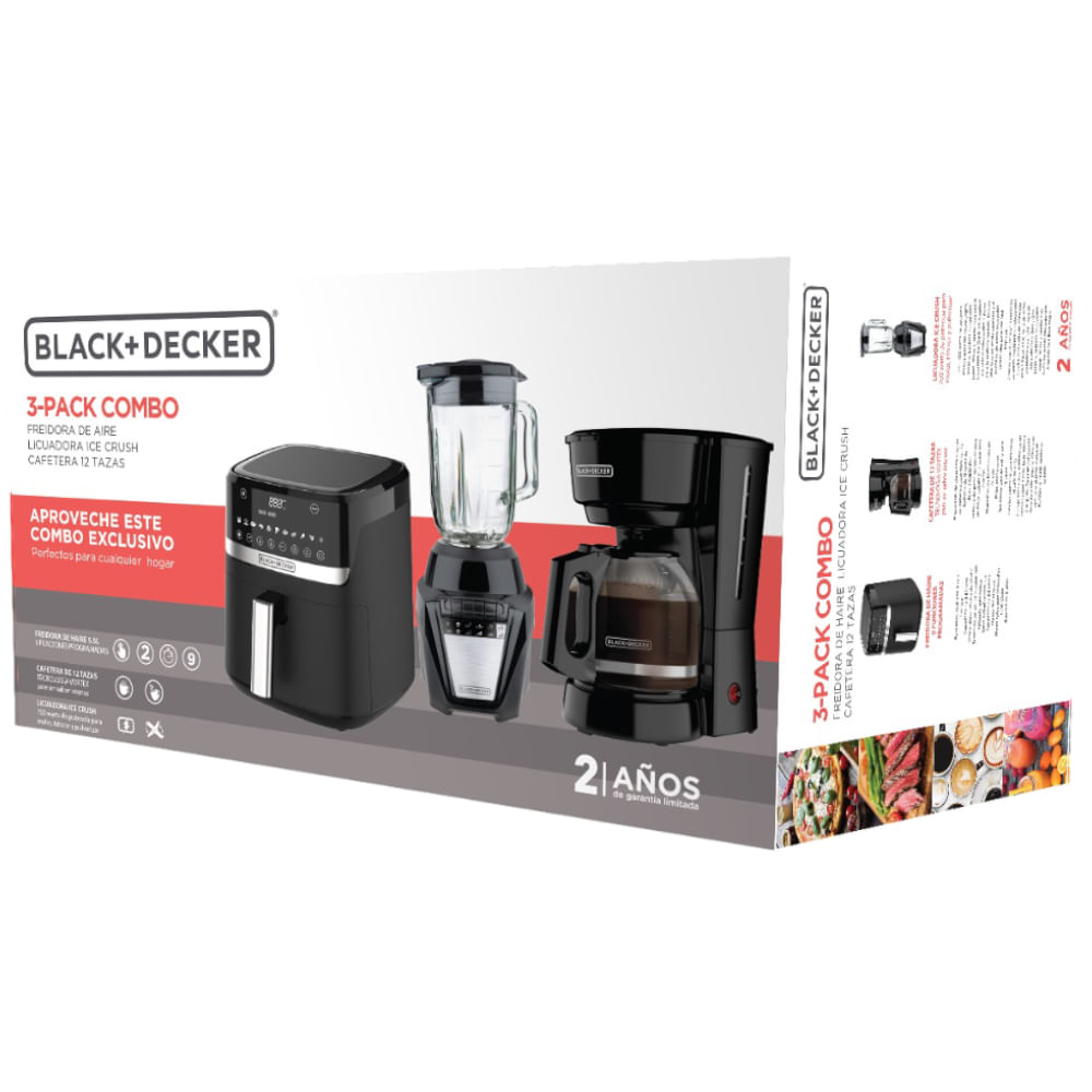 BD-CMB-CMBLAF.jpg COMBO BLACK DECKER CAFETERA CM0915BK LICUADORA BL08761BDLA FREIDORA AFBD62-1BDLA