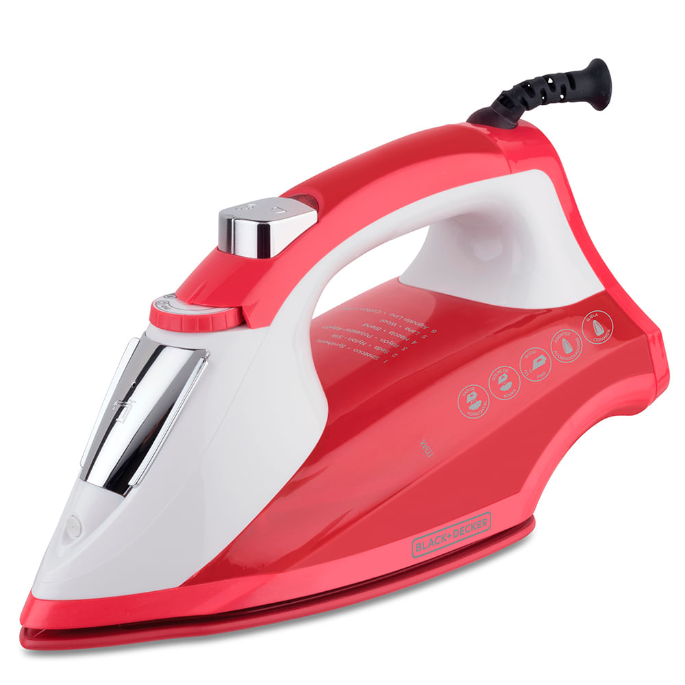 BD-IR1865.jpg PLANCHA DE ROPA BLACK DECKER LIGHT EASY 1200W SUELA ANTIADHERENTE CERAMICA SMARTSTEAM BLANCO-ROJO