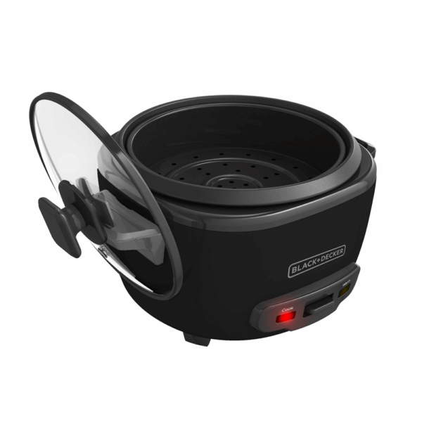 OLLA ARROCERA BLACK DECKER CAPACIDAD 7 TZS CRUDAS 14 TZS COCIDAS 1,2 LTS TAPA VIDRIO MULTIUSOS NEGRA
