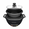 OLLA ARROCERA BLACK DECKER CAPACIDAD 7 TZS CRUDAS 14 TZS COCIDAS 1,2 LTS TAPA VIDRIO MULTIUSOS NEGRA