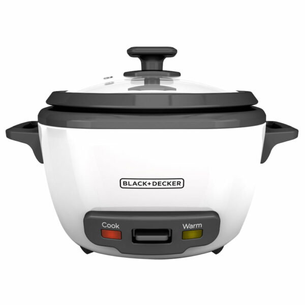 OLLA ARROCERA BLACK DECKER CAPACIDAD 7 TZS CRUDAS 14 TZS COCIDAS 1,2 LTS TAPA VIDRIO MULTIUSOS BLANCA