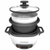 OLLA ARROCERA BLACK DECKER CAPACIDAD 7 TZS CRUDAS 14 TZS COCIDAS 1,2 LTS TAPA VIDRIO MULTIUSOS BLANCA