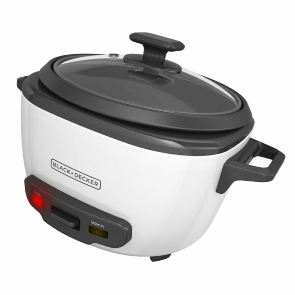 OLLA ARROCERA BLACK DECKER CAPACIDAD 7 TZS CRUDAS 14 TZS COCIDAS 1,2 LTS TAPA VIDRIO MULTIUSOS BLANCA