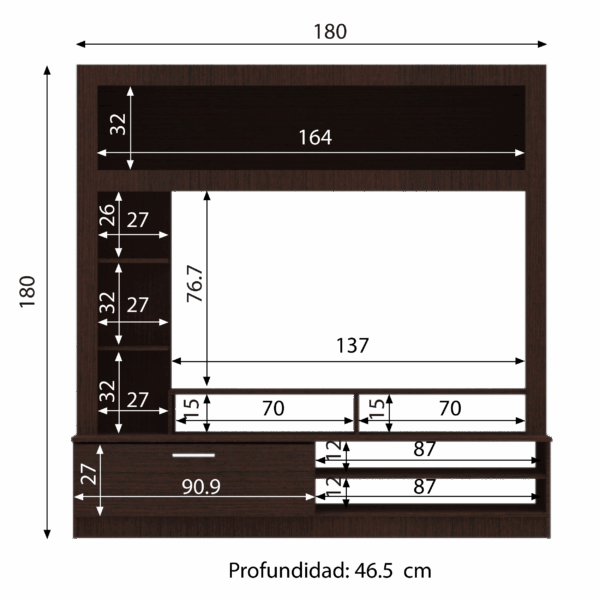 CEW180_2.png Centro De Entretenimiento / C.E. Esparta / Para Tv 55" Mueblefacil Mueblefacil Color Wengue