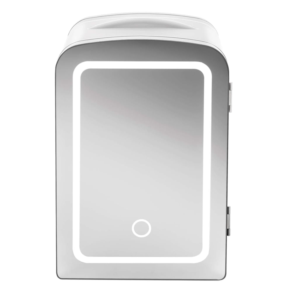 MINI REFRI CHEFMAN PORTATIL 4LTS PUERTA CON ESPEJO Y LUZ LED AJUSTE FRIO-CALIENTE BLANCA