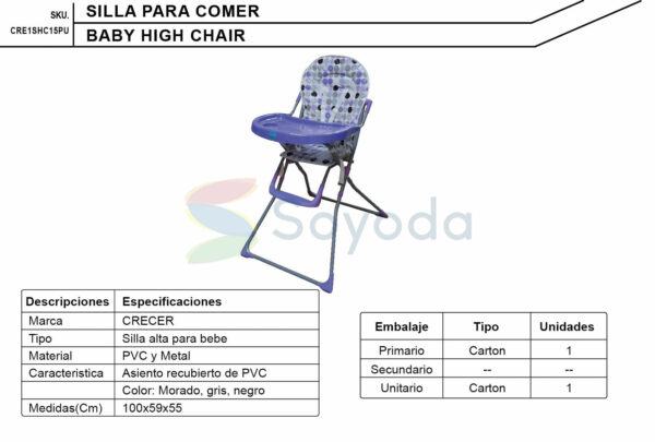 Silla para bebe Rosa CRE1SHC15P