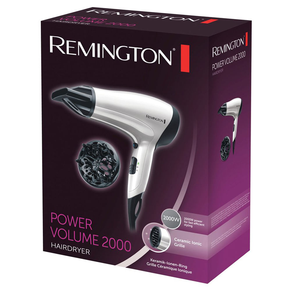 D3015-2.jpg SECADOR DE CABELLO REMINGTON 1875 W 3 NIVELES 2 VELOCIDADES BLANCO
