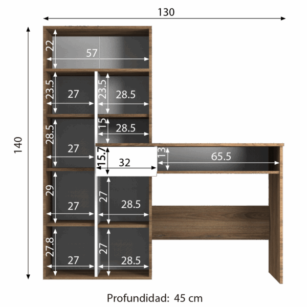 E11E130A_3.png ESCRITORIO & BIBLIOTECA HURON / 1 PUERTA / 1 CAJON