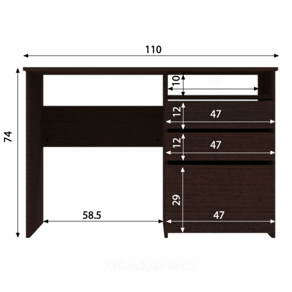 ESCRITORIO / / 3 CAJONES WENGUE MUEBLEFACIL