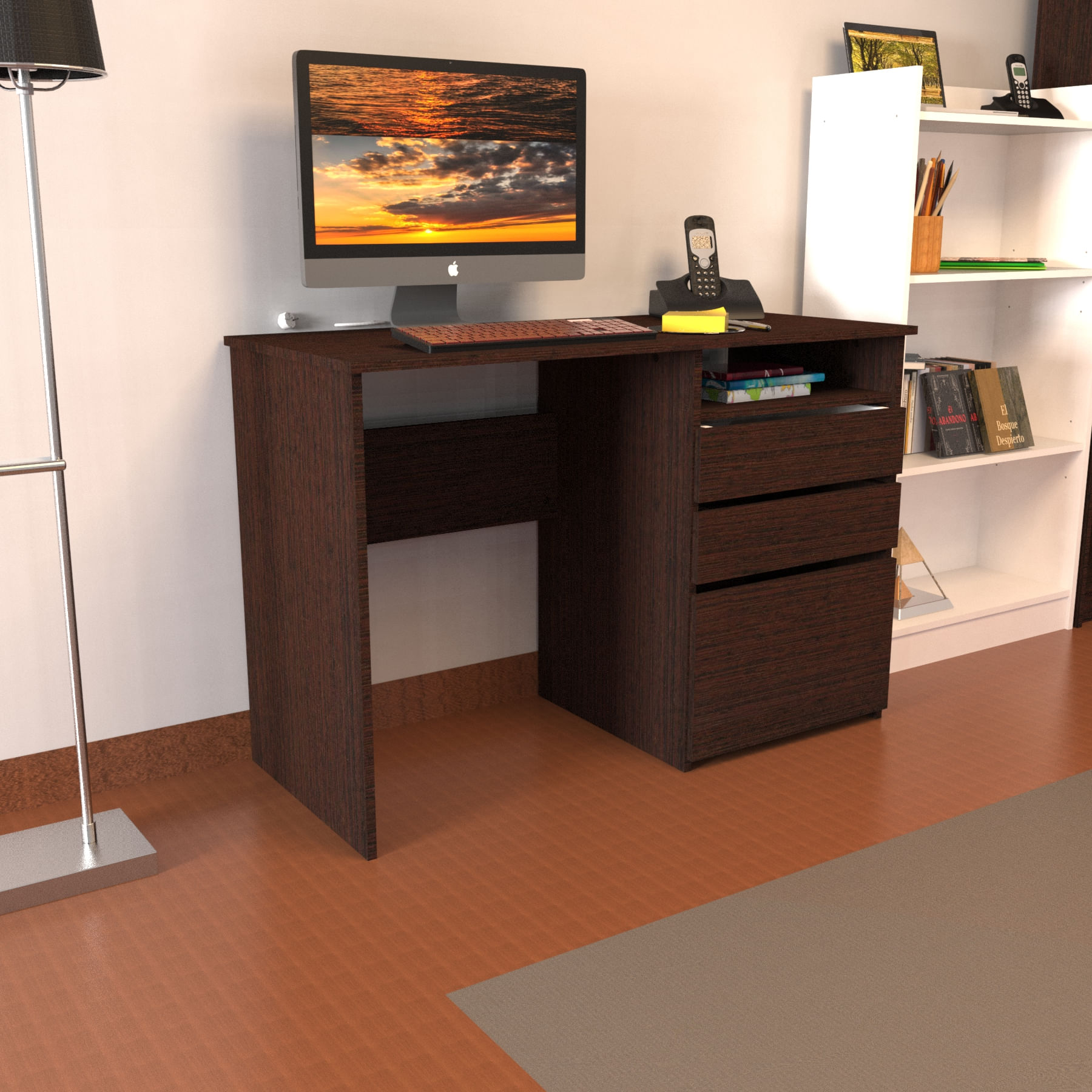 E3W100_4.jpg ESCRITORIO / / 3 CAJONES WENGUE MUEBLEFACIL