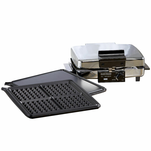 Waflera Black Decker 3 en 1| Silver WAFLERA BLACK DECKER 3 EN 1 PARILLAS REVERSIBLES ANTIADHERENTE SILVER