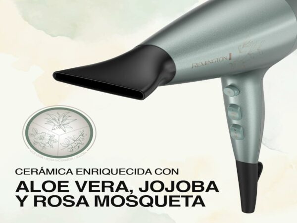 SECADOR DE CABELLO REMINGTON BOTANICALS 1875W 2 VEL.3 AJUSTES VERDE