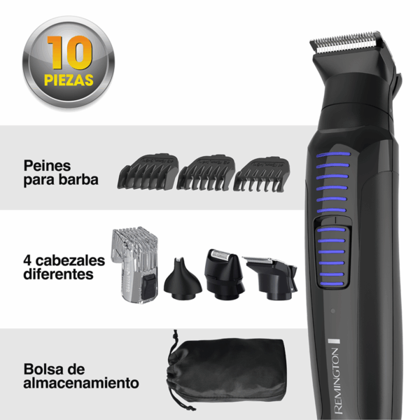 RECORTADORA KIT TODO EN 1 REMINGTON RECARGABLE 11 PIEZAS NEGRO