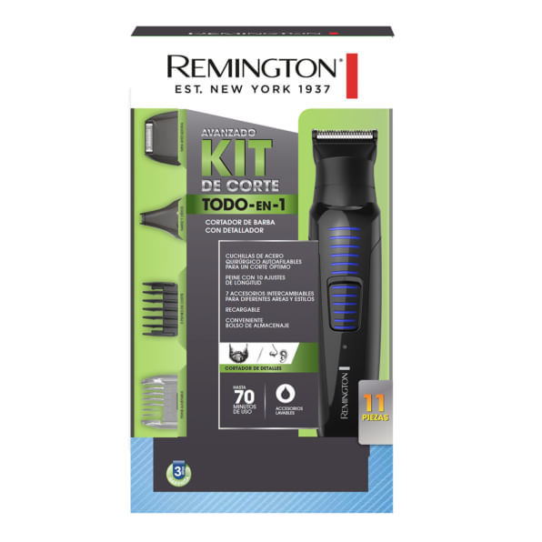RECORTADORA KIT TODO EN 1 REMINGTON RECARGABLE 11 PIEZAS NEGRO