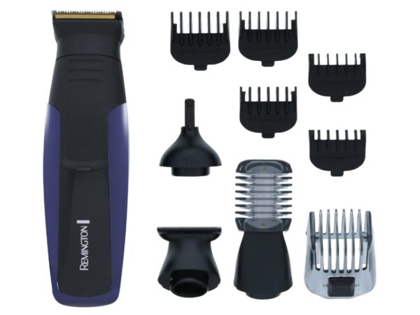 RECORTADORA TODO EN 1 REMINGTON RECARGABLE 10 PCS CUCHILLAS TITANIO NEGRA-AZUL
