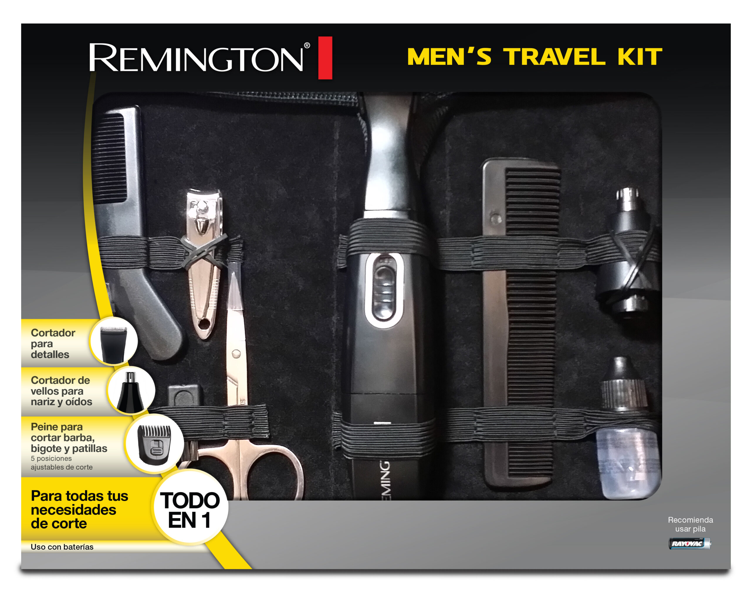 KIT VIAJERO REMINGTON A PILAS 12 PIEZAS