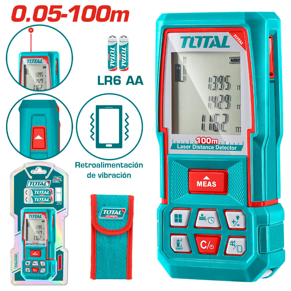 Medidor de distancia laser 0.05-100m,  Super TOTAL Medidor de Distancia Laser