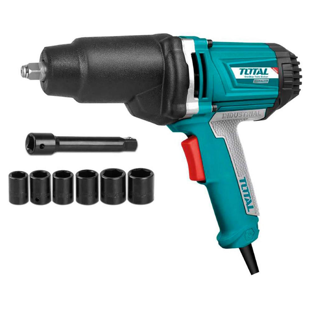 Llave de Impacto Electr. Ind.1050W cj engranaje Aluminio incl. 6pcs conectores+1 adaptador  TOTAL DDD Llave de Impacto