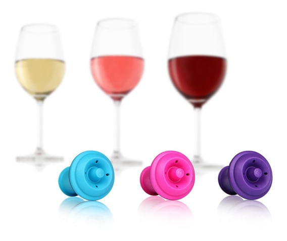 VV-8850606_1.jpg TAPON AL VACIO PARA VINO VACU VIN 3PCS COLOR ROSA/CELESTE/MORADO